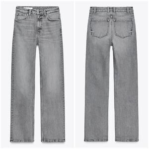 Zara Grey Straight Leg Jeans High-Rise Relaxed Fit Size 34 / US 2